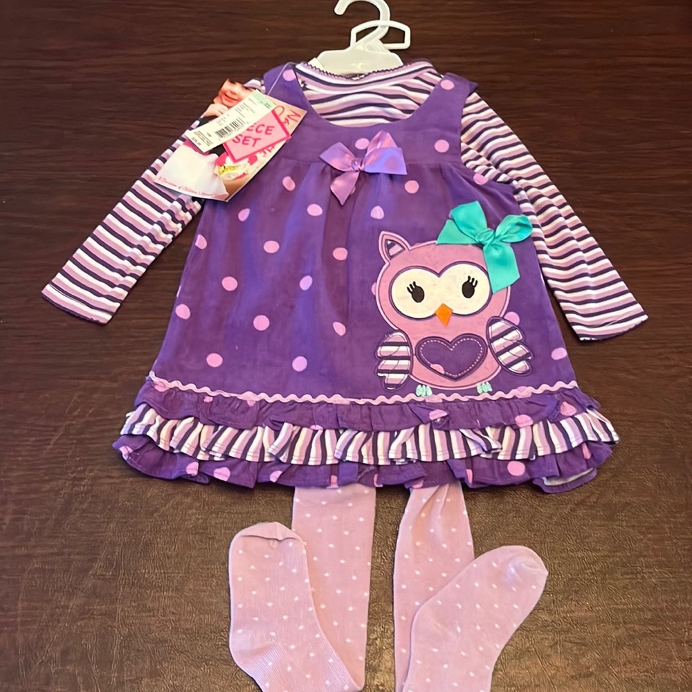 NWT - Baby Girl 3 Piece Dress Set